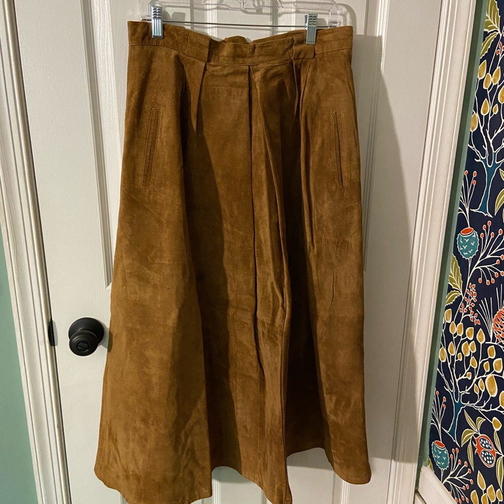 Vintage Harve Benard Brown Suede A-Line Skirt